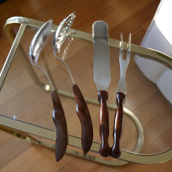 CUTCO Stainless USA Kitchen Utensil Set Brown Swirl Handles - Picture 4 of 10